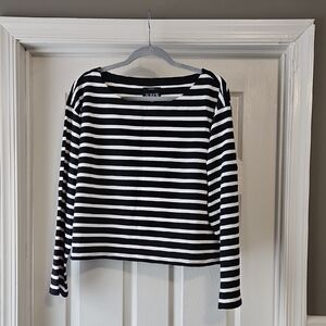 J. Crew Black and White Striped Top